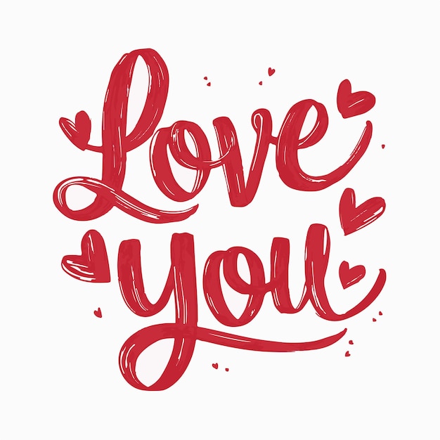 decorative Love you typography with playful font on white background illustration