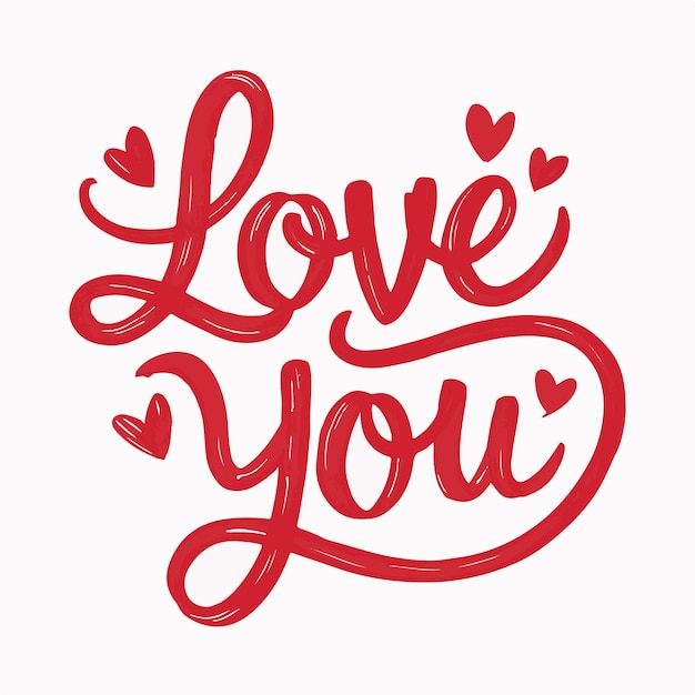 decorative Love you typography with playful font on white background illustration