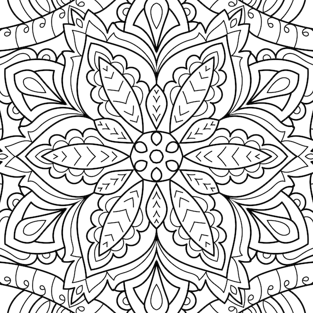 Decorative mandala coloring book page illustration