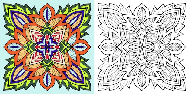 Decorative mandala coloring book page