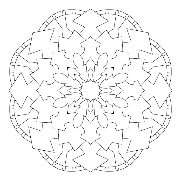 Decorative mandala Coloring page. Anti-stress coloring book page for adults. Black and white mandala