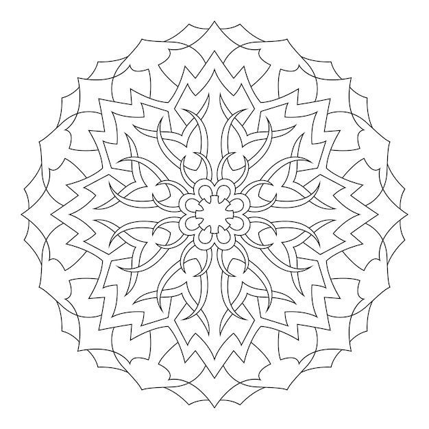 Decorative mandala Coloring page. Anti-stress coloring book page for adults. Black and white mandala