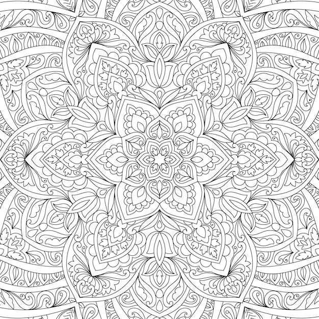 Decorative mandala coloring page illustration