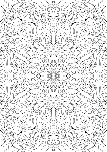 Decorative mandala coloring page illustration