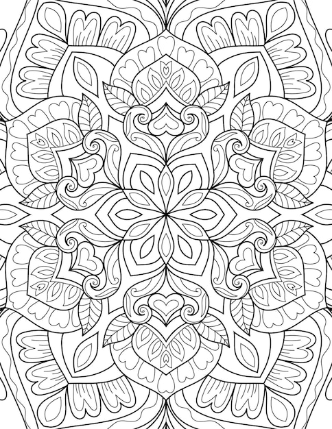 Decorative mandala design coloring page illustration