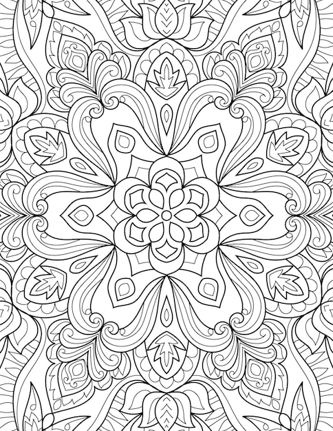 Decorative mandala design coloring page illustration