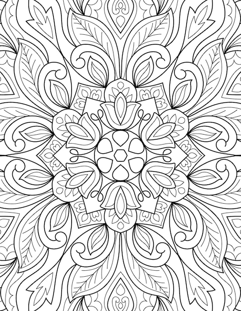 Decorative mandala design coloring page illustration