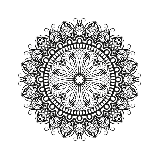 Decorative mandala for Mehndi, wedding, tattoo, islam. Hand drawn pattern. Coloring book page.