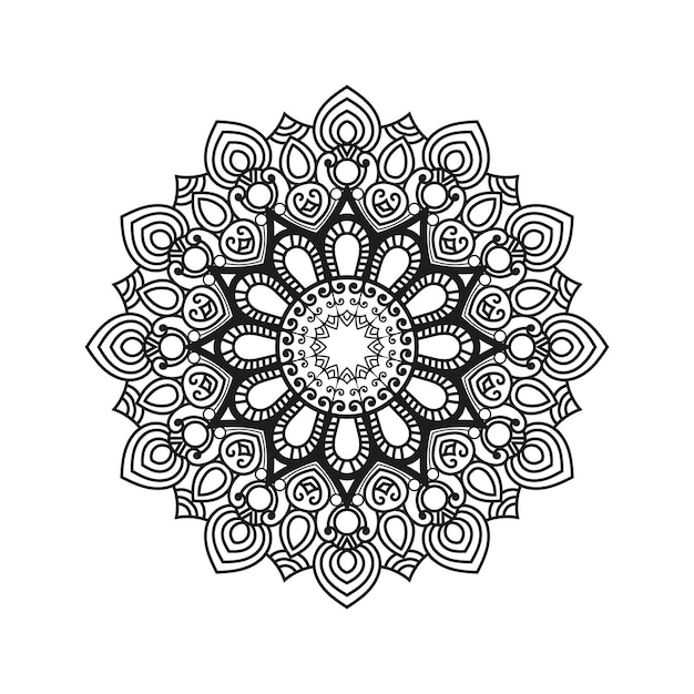 Decorative mandala and pattern for Mehndi, wedding, islam. Outline mandalas coloring book page.