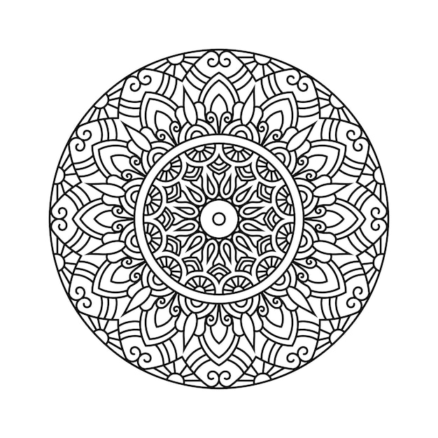 Decorative mandala and pattern for Mehndi wedding islam Outline mandalas coloring book page