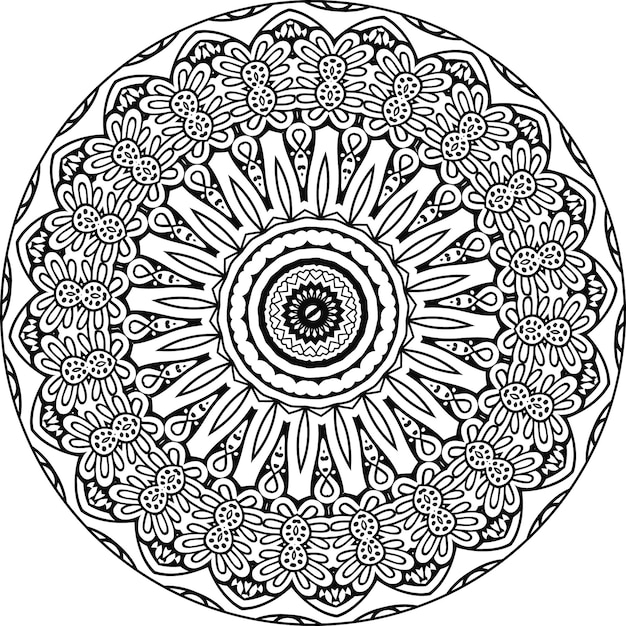 Decorative mandala with classic floral elements on white background. Seamless abstract pattern.