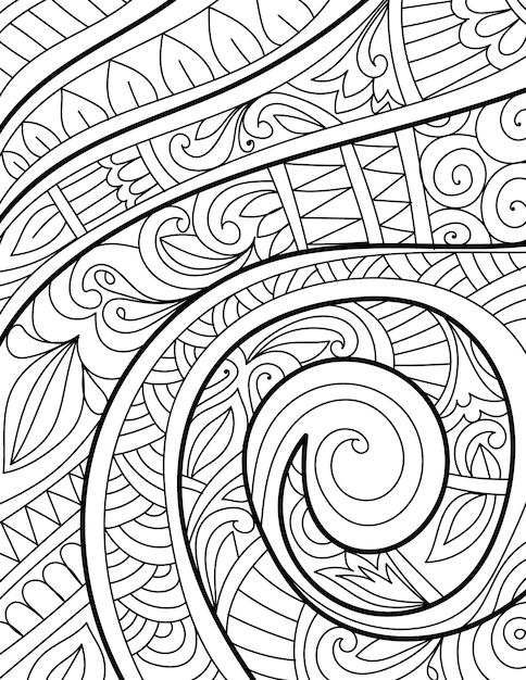 Decorative mehndi deisgn style coloring page illustration