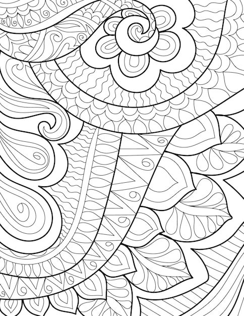 Decorative mehndi design style coloring page illustration