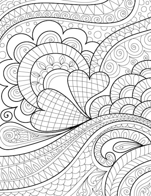 Decorative mehndi design style coloring page illustration