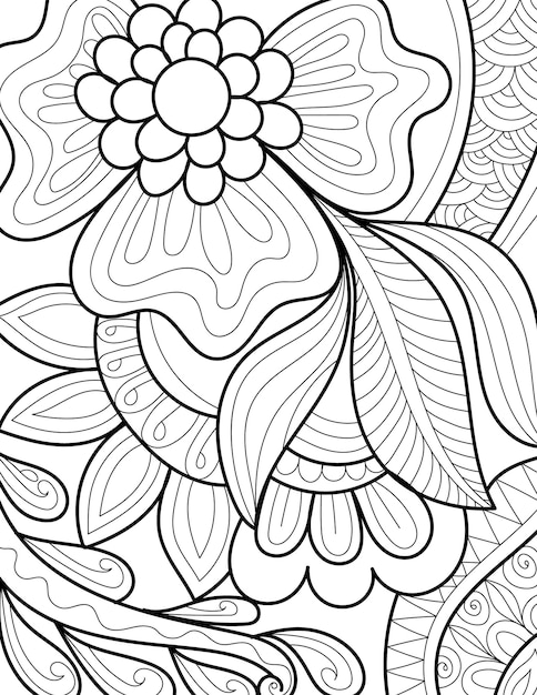 Decorative mehndi design style coloring page illustration