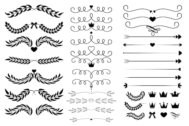 Decorative minimalist lines with flowers and arrows. vector illustration