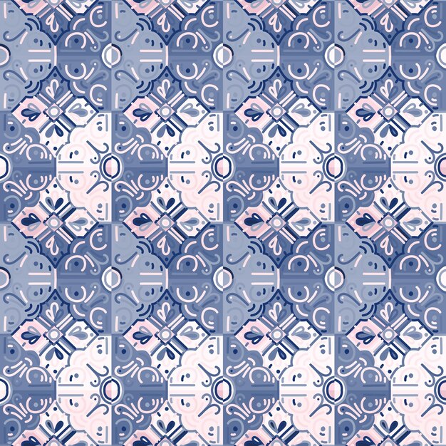 Decorative mosaic elements seamless pattern Abstract geometric ornamental wallpaper