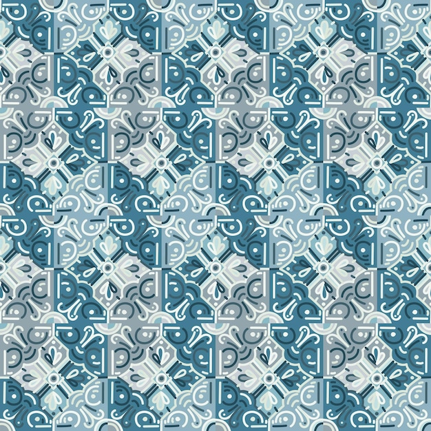 Decorative mosaic elements seamless pattern Abstract geometric ornamental wallpaper