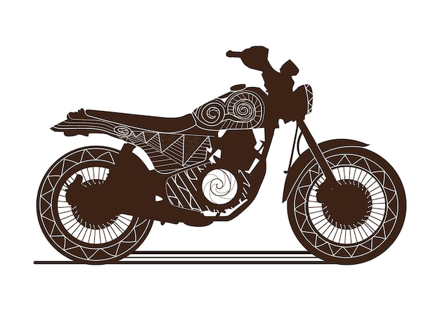 Decorative Motorbike coloring page and coloring book for adult and kids design