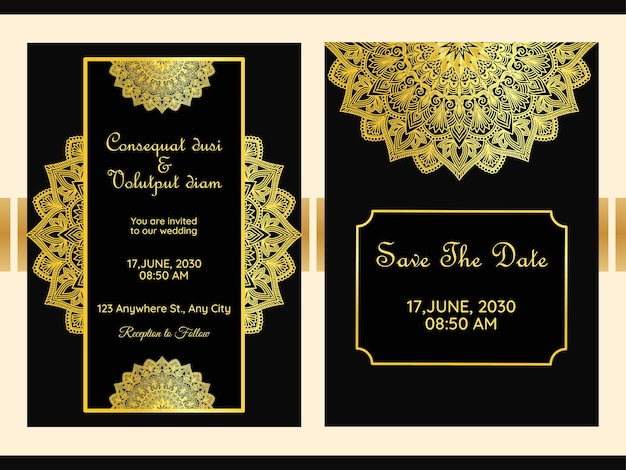 Decorative ornamental mandala wedding invitation card design background Template