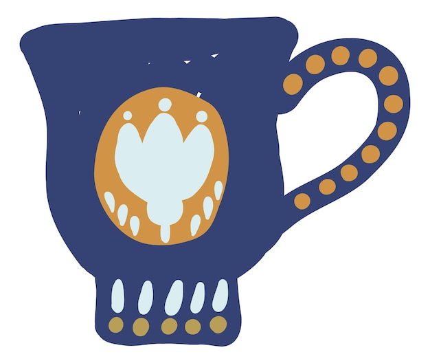 Decorative ornate cup for hot drink in doodle style