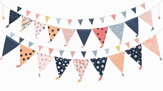 Decorative Pennant Garland Flat Vector on White Background