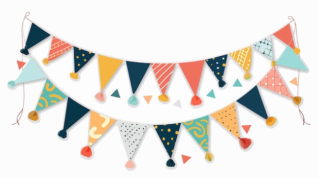 Decorative Pennant Garland Flat Vector on White Background