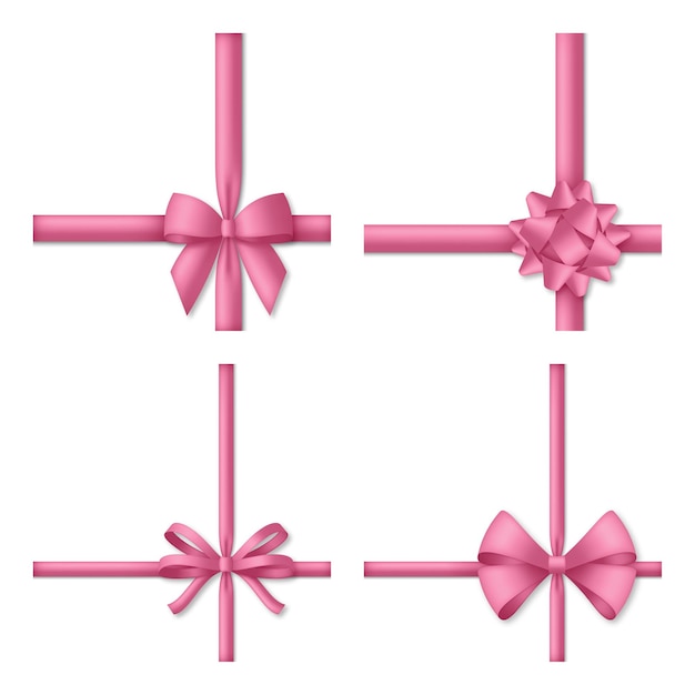 Decorative pink bow with ribbons.