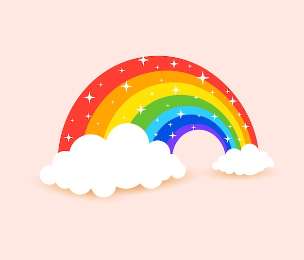 Decorative rainbow and clouds and stars