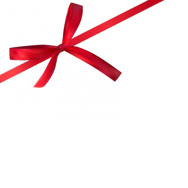 Decorative red bow with red ribbon isolated on white 3D Realistic  