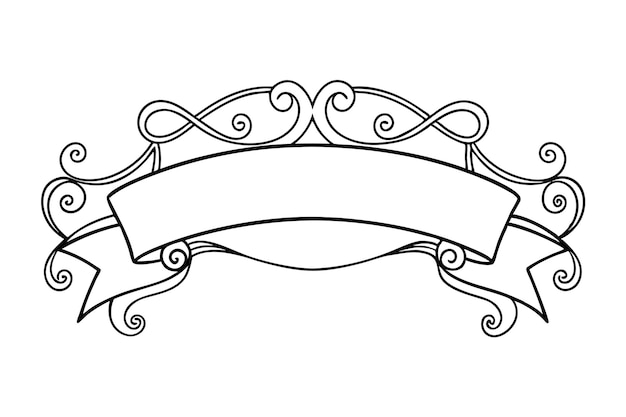 decorative Retro banner ribbon illustration black and white