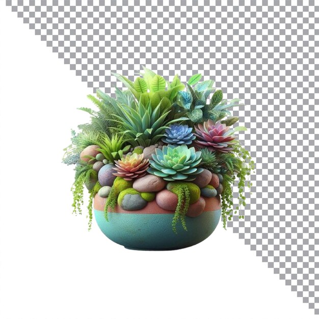 Decorative rock Pot in Bright Natural Light on transparent background