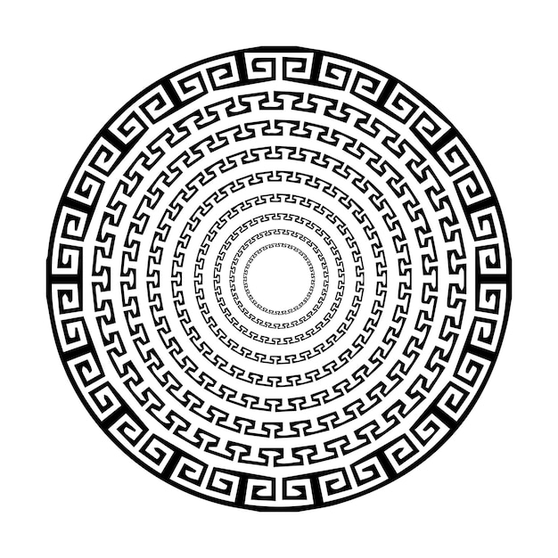 Decorative round frame for design in Greek style Premium Vector