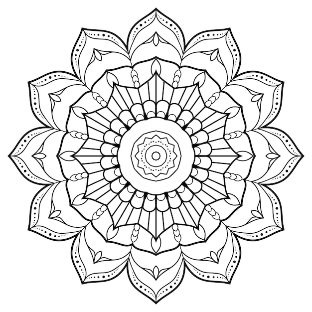 Decorative round ornament outline mandala.