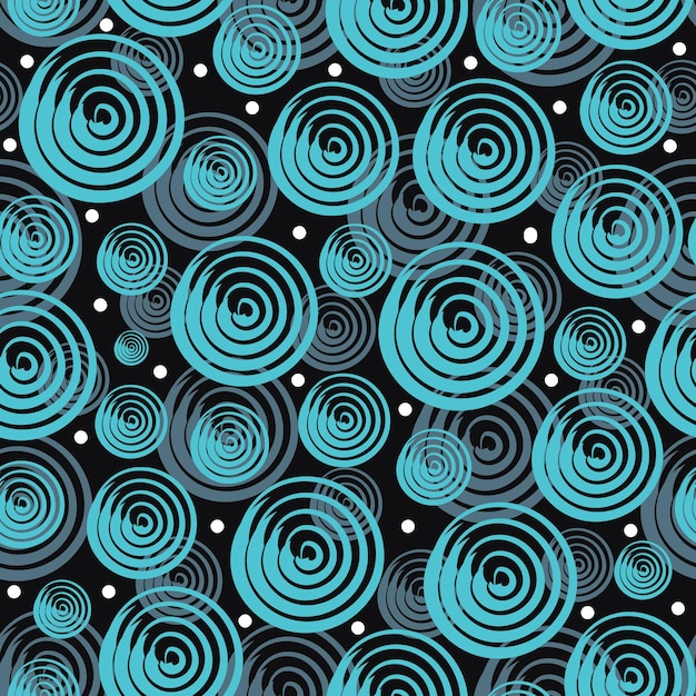 Decorative seamless vector pattern blue and black minimalist stylish circle background