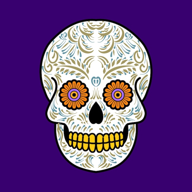 Vector decorative skull head day of the dead mexico illustration