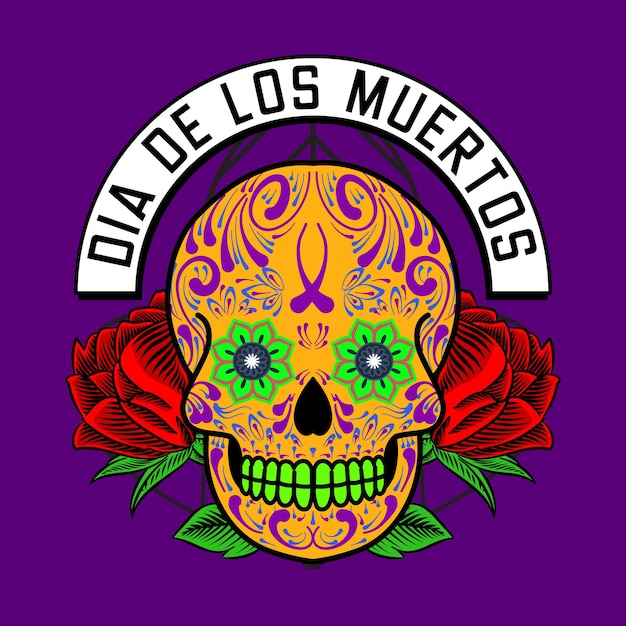 Decorative Skull Head Day of the Dead Mexico Illustration