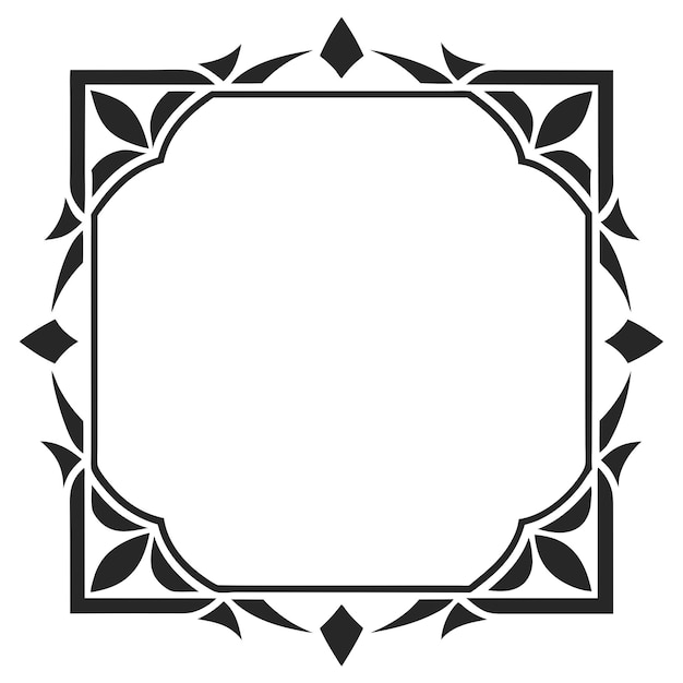 Vector decorative square frame border with geometric lines and symmetrical pattern vector elements