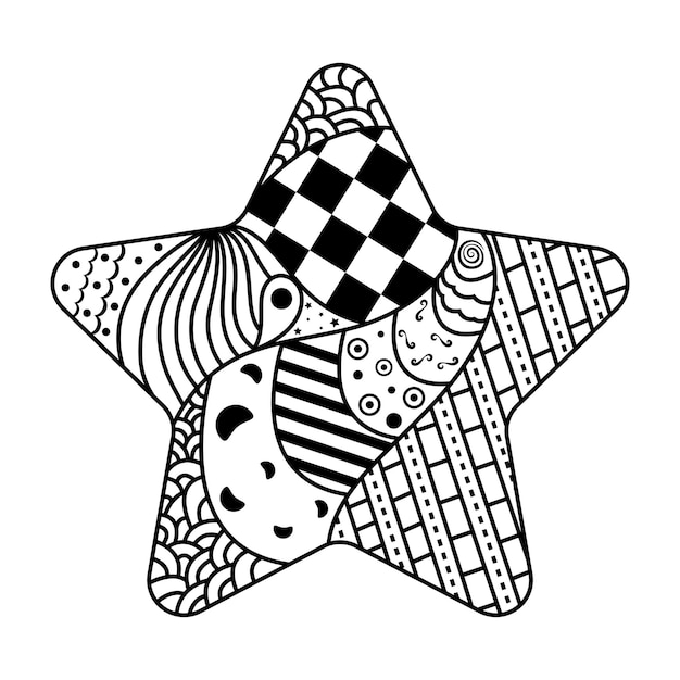 Decorative Star Coloring Page and coloring Book for adult and KIDS