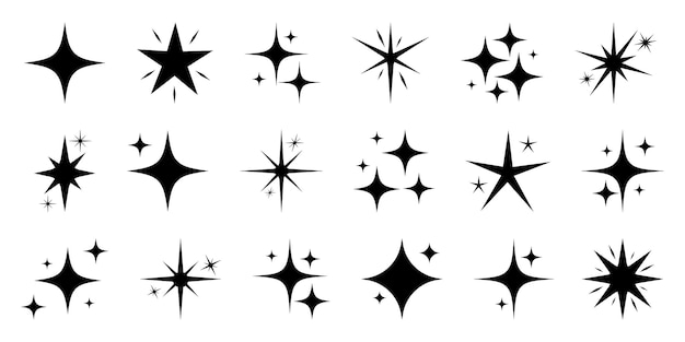 Decorative stars shine sparkle icons Stars logo collection