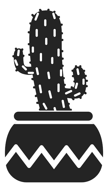 Vector decorative succulent plant black icon cactus silhouette isolated on white background