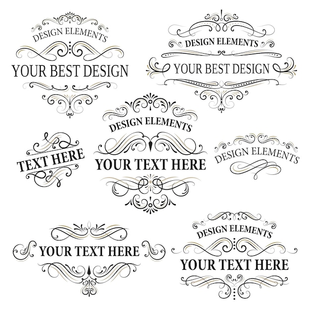 Vector decorative swirly elements and frames