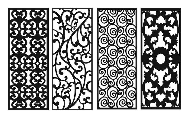 decorative template with geometric islamic patterns and floral panels for laser and cnc cutting