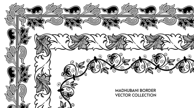 Vector decorative traditional border seamless vector pattern brush set