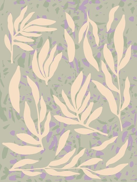 Vector decorative wallpaper with branches in gray tone