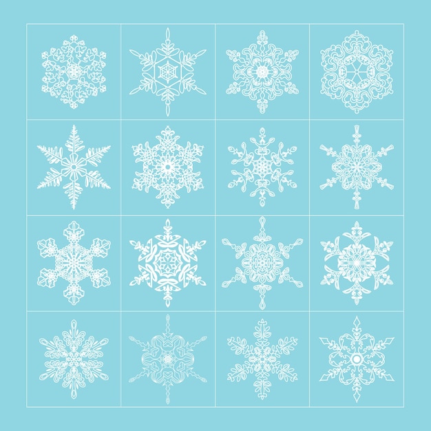 Decorative White Snowflakes Vector Shapes