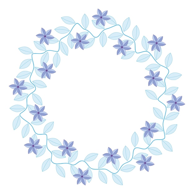 Decorative wreath purple flowers blue leaves