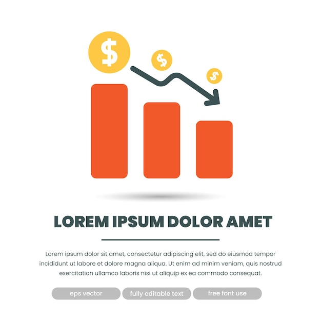 Decrease Chart Illustration with Editable Description EPS Vector