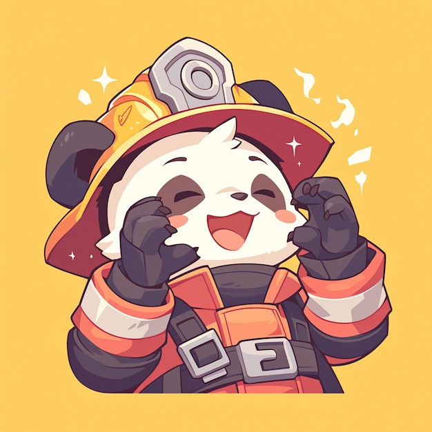 A dedicated panda firefighter cartoon style