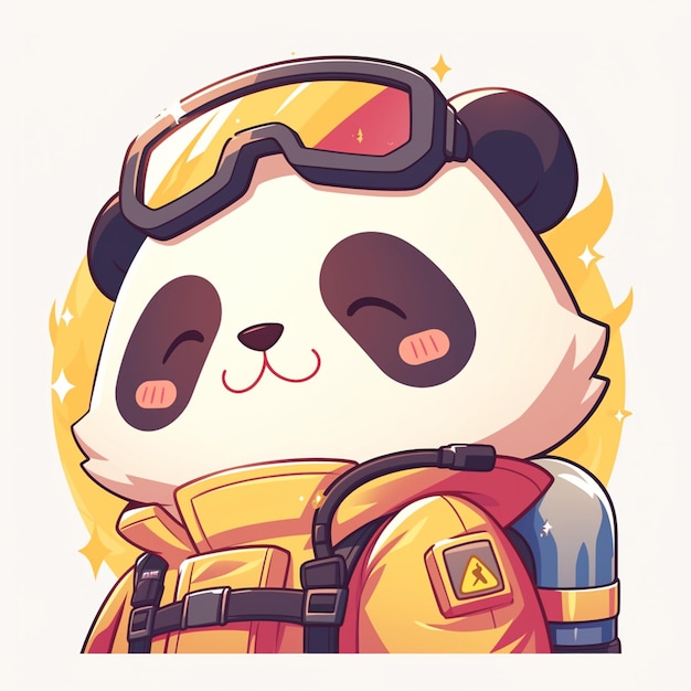 A dedicated panda firefighter cartoon style